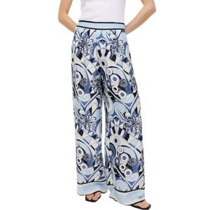 H&M Blue and White Patterned Palazzo Pants Size 10